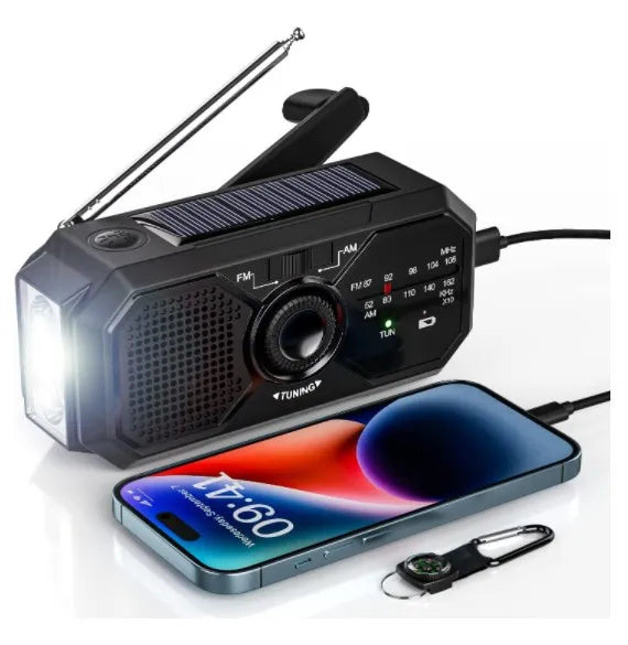 Radio de Emergencia 4 en 1 - Carga Solar y Dinamo