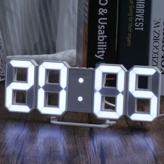 Reloj Digital 3D LED Moderno – Pantalla de Brillo Ajustable y Modo Nocturno para Recámara