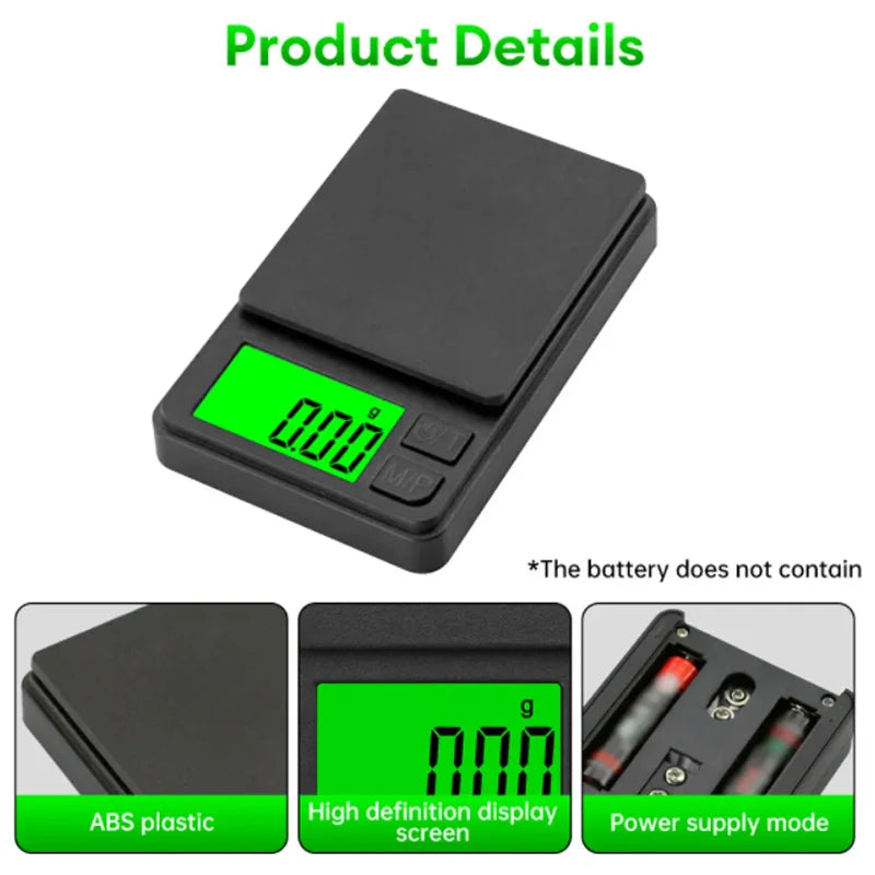 Báscula Digital de Alta Precisión (0.1g - 1000g) – Compacta y Portátil