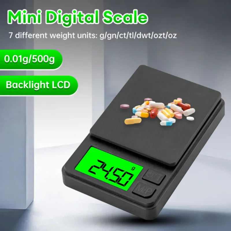 Báscula Digital de Alta Precisión (0.1g - 1000g) – Compacta y Portátil