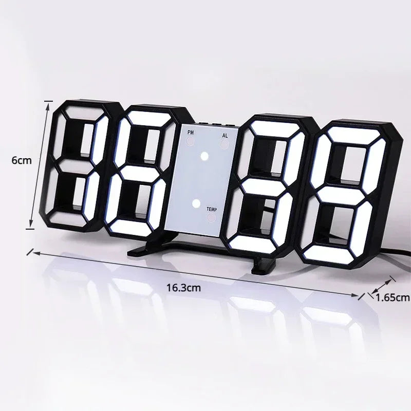 Reloj Digital 3D LED Moderno – Pantalla de Brillo Ajustable y Modo Nocturno para Recámara