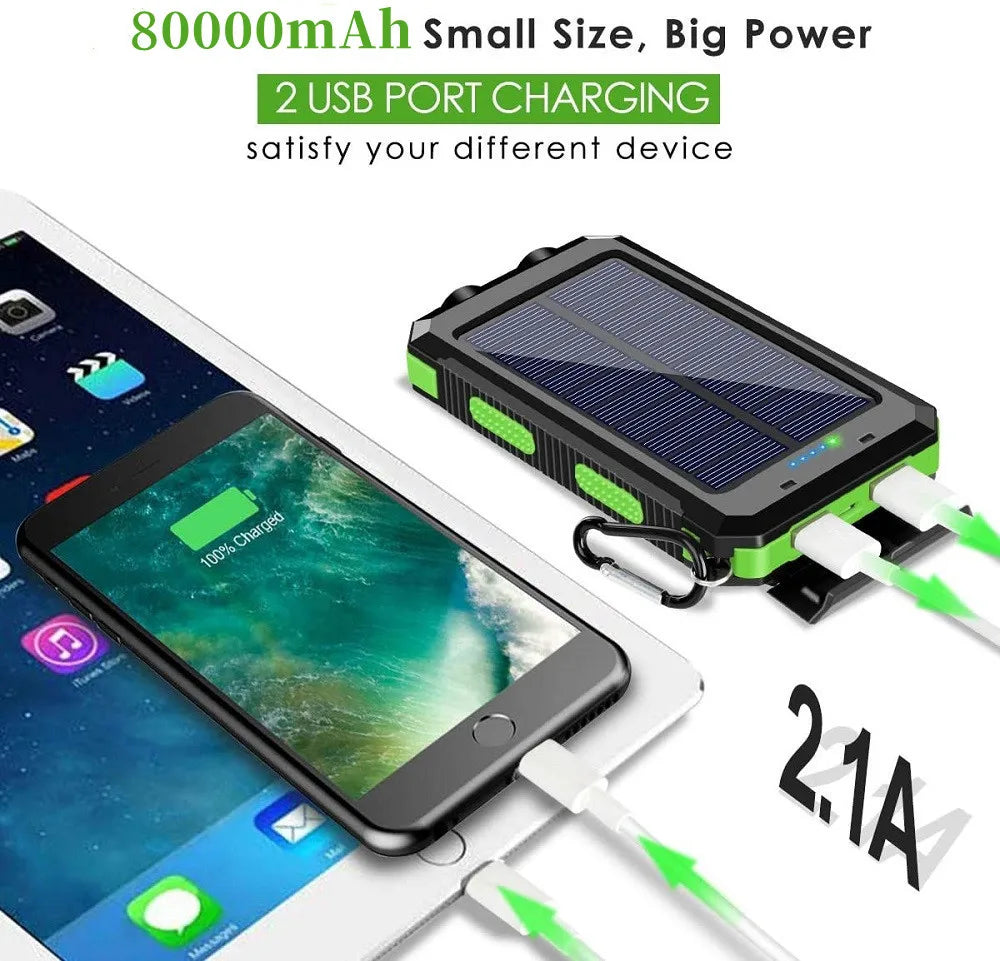 Cargador Solar 80,000 mAh - Energía Infinita Todo Terreno