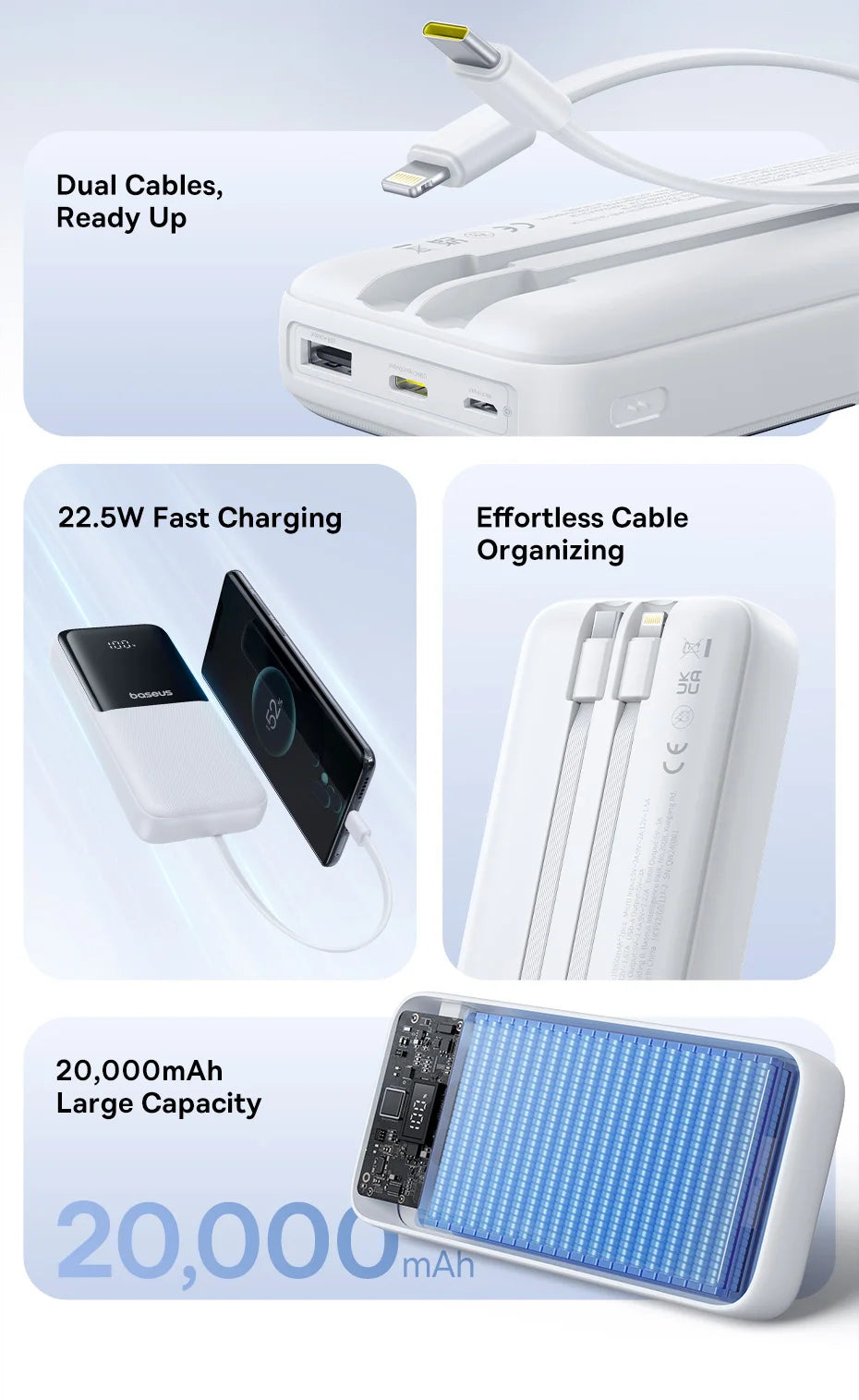 Batería Externa 20,000 mAh Carga Rápida