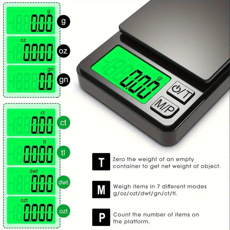 Báscula Digital de Alta Precisión (0.1g - 1000g) – Compacta y Portátil