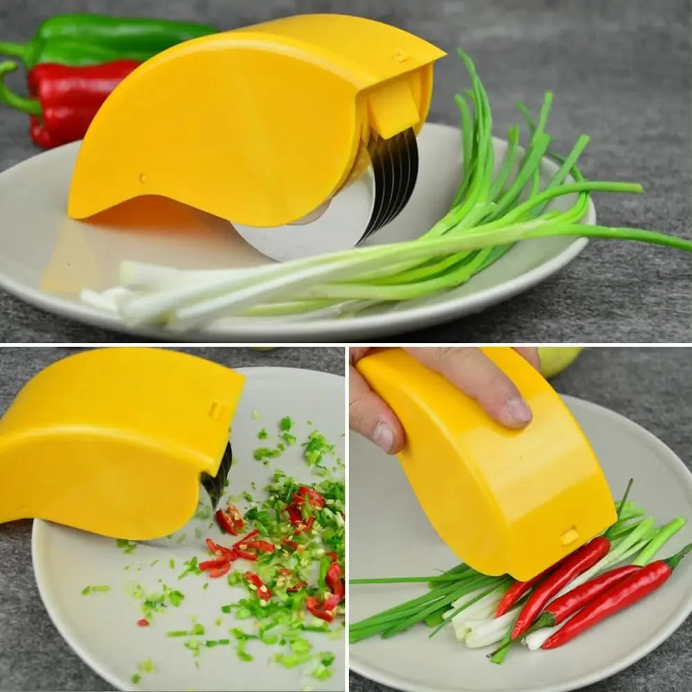 Picador de Verduras de Rodillo – 6 Cuchillas de Acero Inoxidable para Hierbas y Vegetales