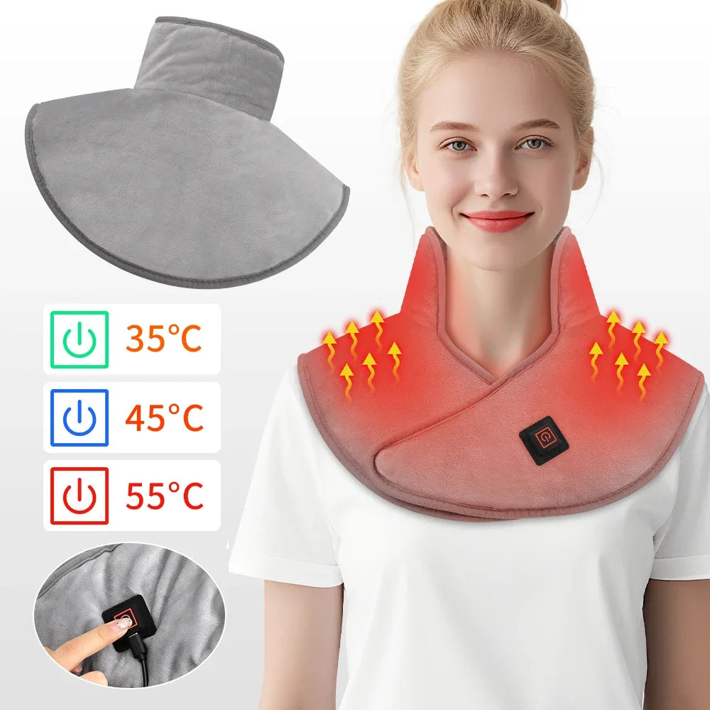 Almohadilla eléctrica para hombros y cuello, envoltura cervical, 3 niveles de compresión térmica, chal para mantener la espalda y los hombros calientes en invierno.