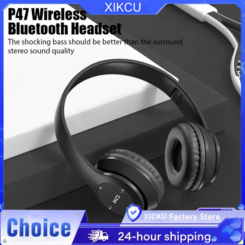Audífonos Inalámbricos P47 – Bluetooth 5.0 con Radio FM y Ranura SD