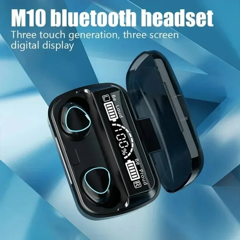 Audífonos Inalámbricos M10 TWS – Sonido Hi-Fi, Power Bank y Pantalla LED