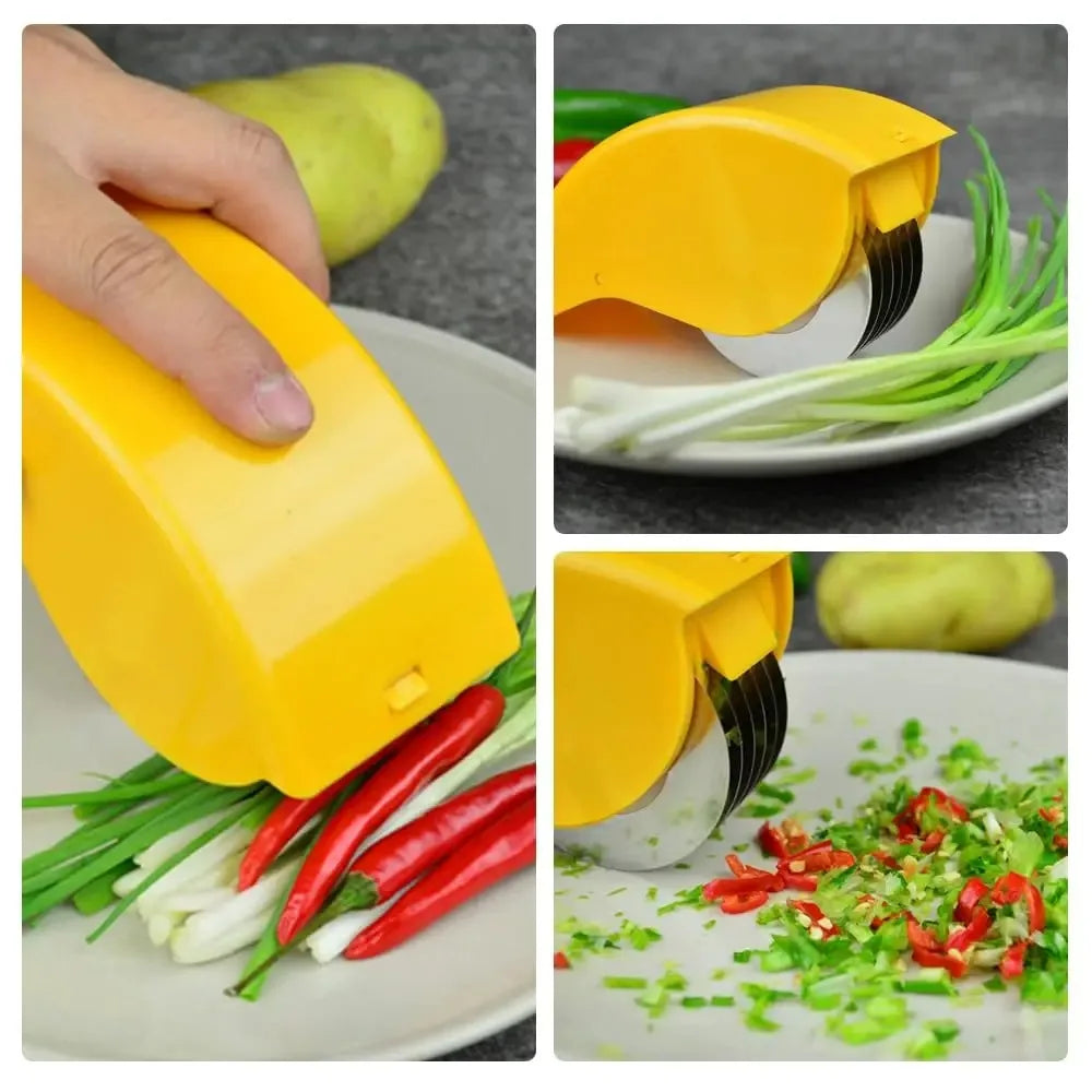 Picador de Verduras de Rodillo – 6 Cuchillas de Acero Inoxidable para Hierbas y Vegetales
