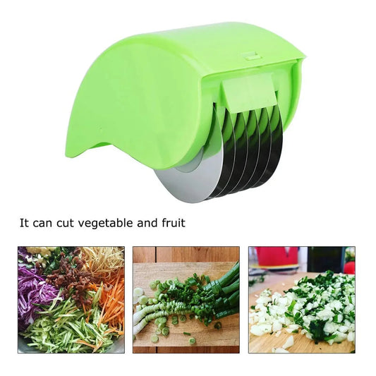 Picador de Verduras de Rodillo – 6 Cuchillas de Acero Inoxidable para Hierbas y Vegetales