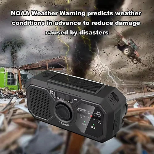 Radio de Emergencia 4 en 1 - Carga Solar y Dinamo