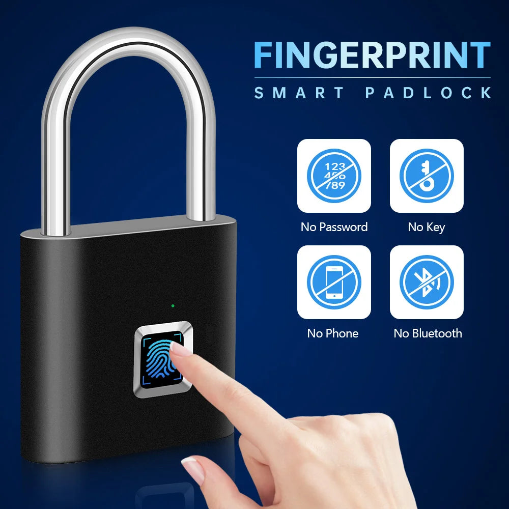 Candado Inteligente de Huella Digital – Seguridad Biométrica Sin Llaves y Recargable