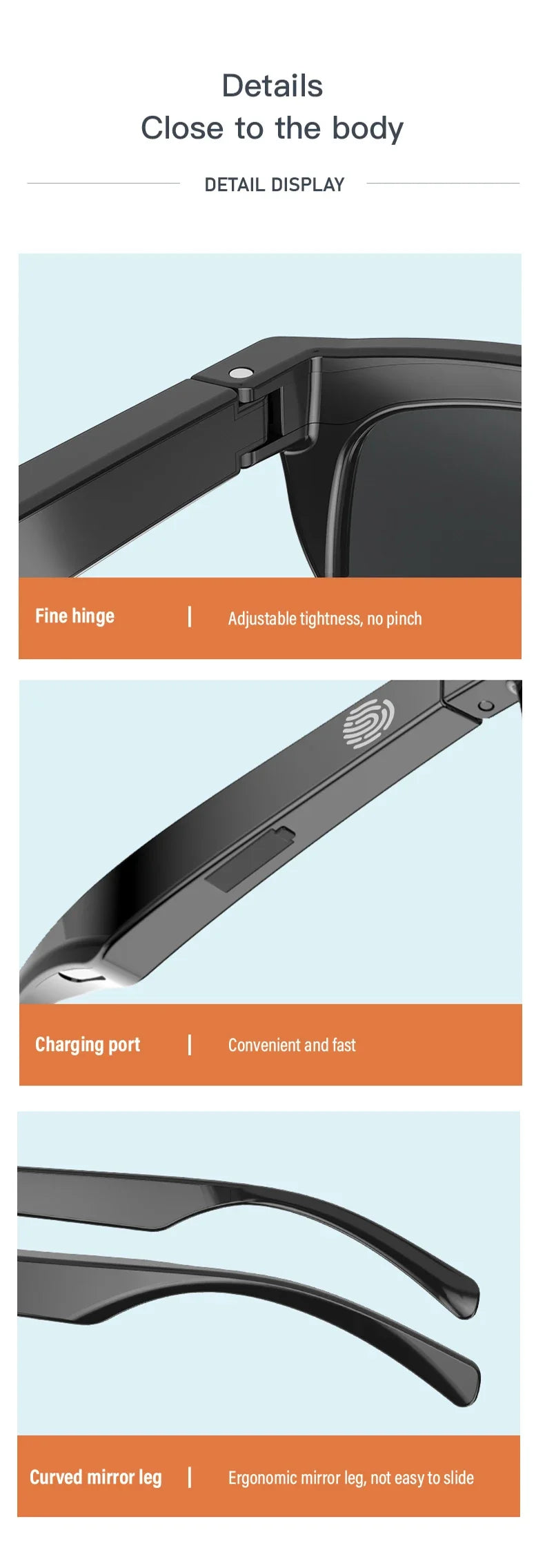 Lentes de Sol Inteligentes Audio Bluetooth V5.3 – Sonido Abierto, Llamadas y Protección UV