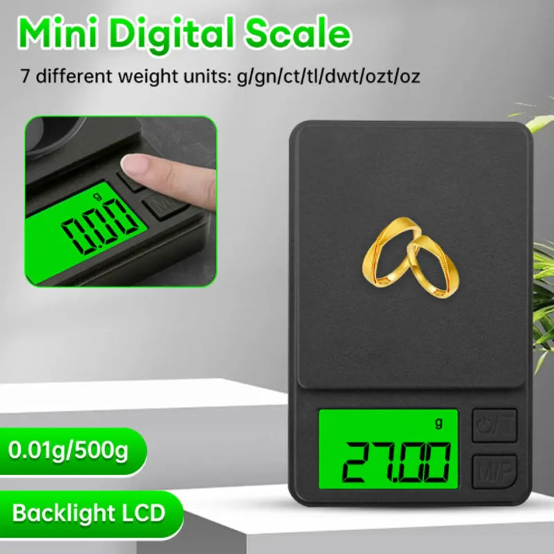 Báscula Digital de Alta Precisión (0.1g - 1000g) – Compacta y Portátil