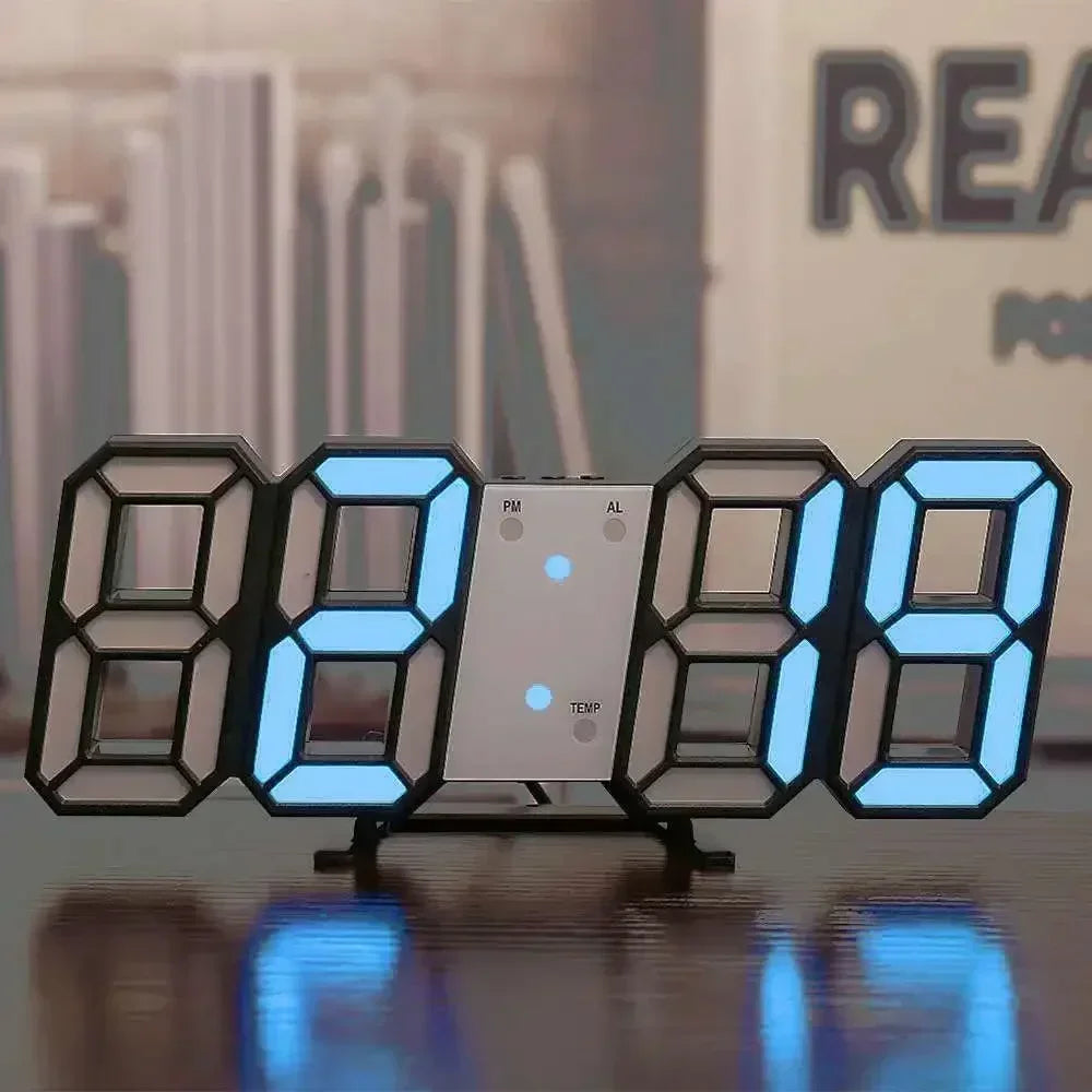 Reloj Digital 3D LED Moderno – Pantalla de Brillo Ajustable y Modo Nocturno para Recámara