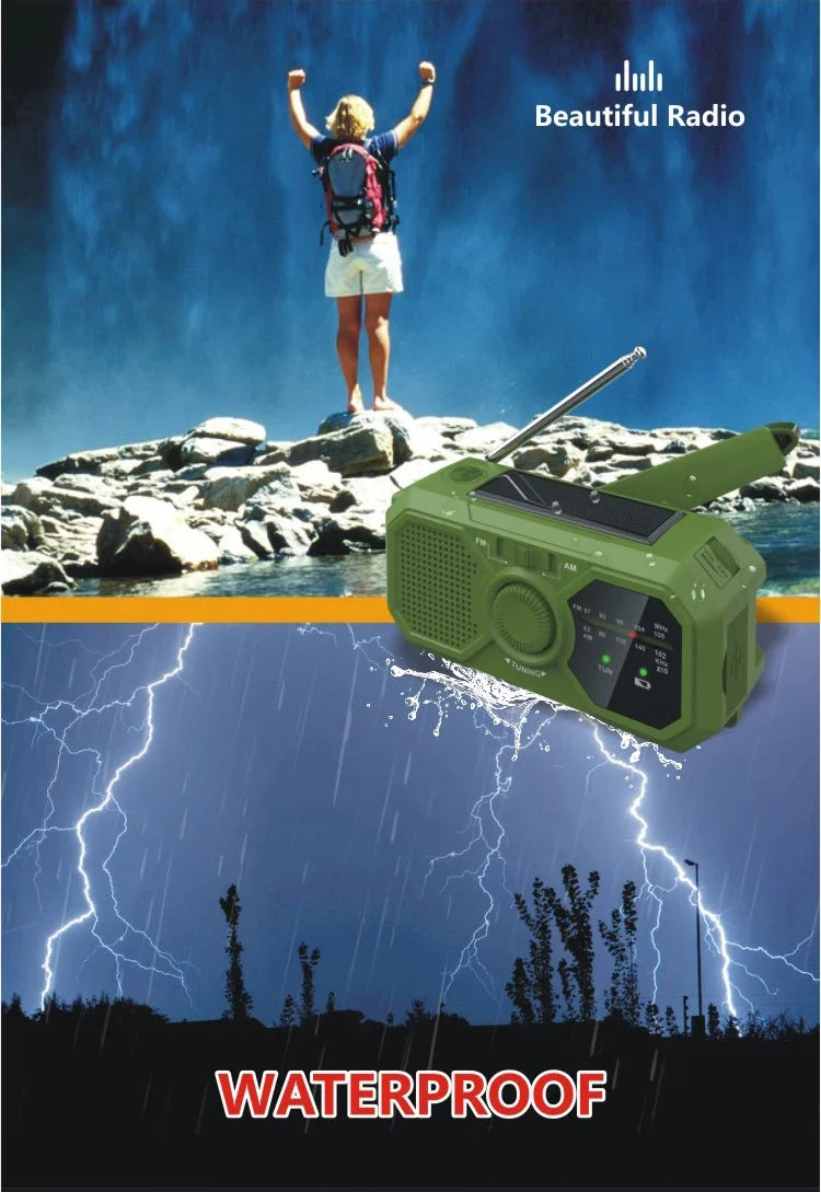 Radio de Emergencia 4 en 1 - Carga Solar y Dinamo