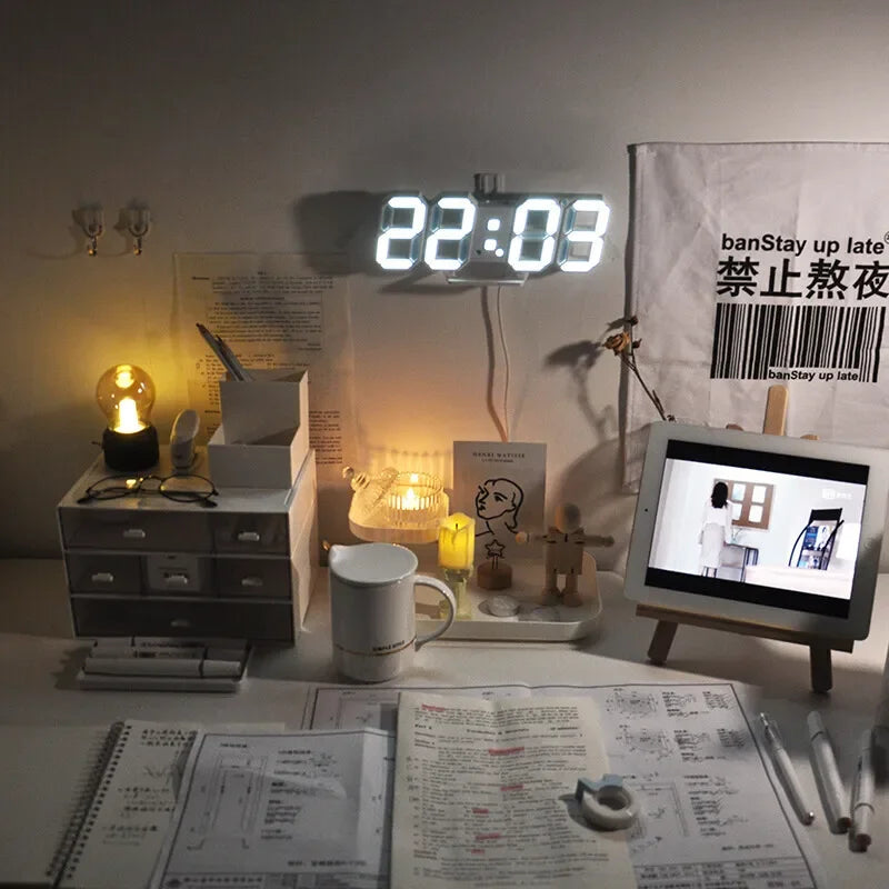 Reloj Digital 3D LED Moderno – Pantalla de Brillo Ajustable y Modo Nocturno para Recámara