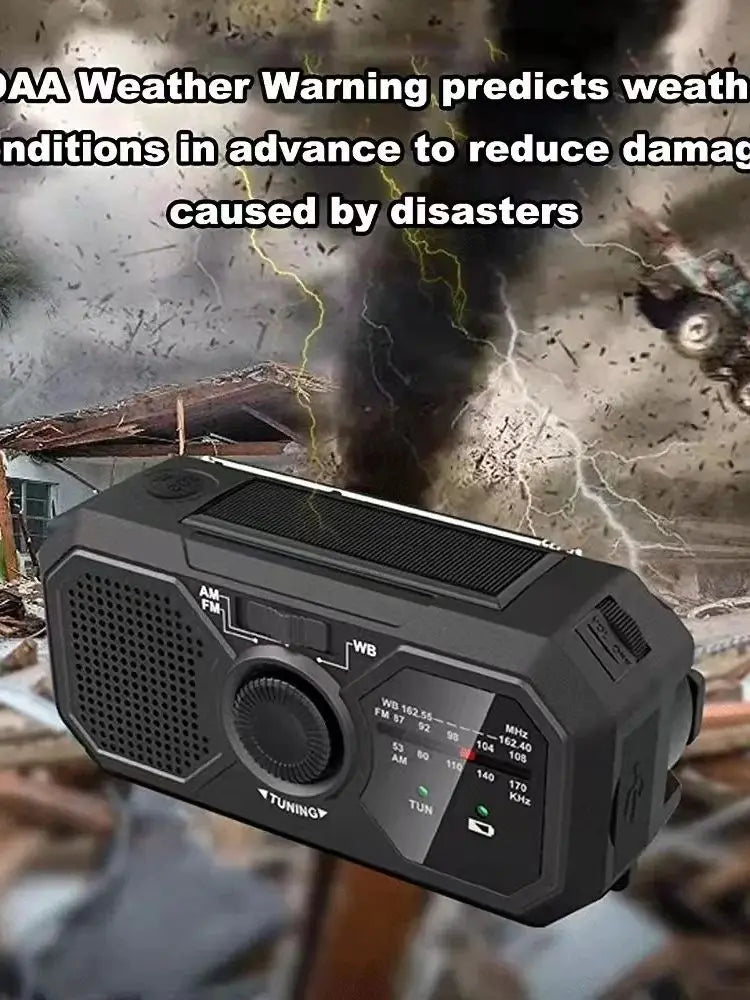 Radio de Emergencia 4 en 1 - Carga Solar y Dinamo