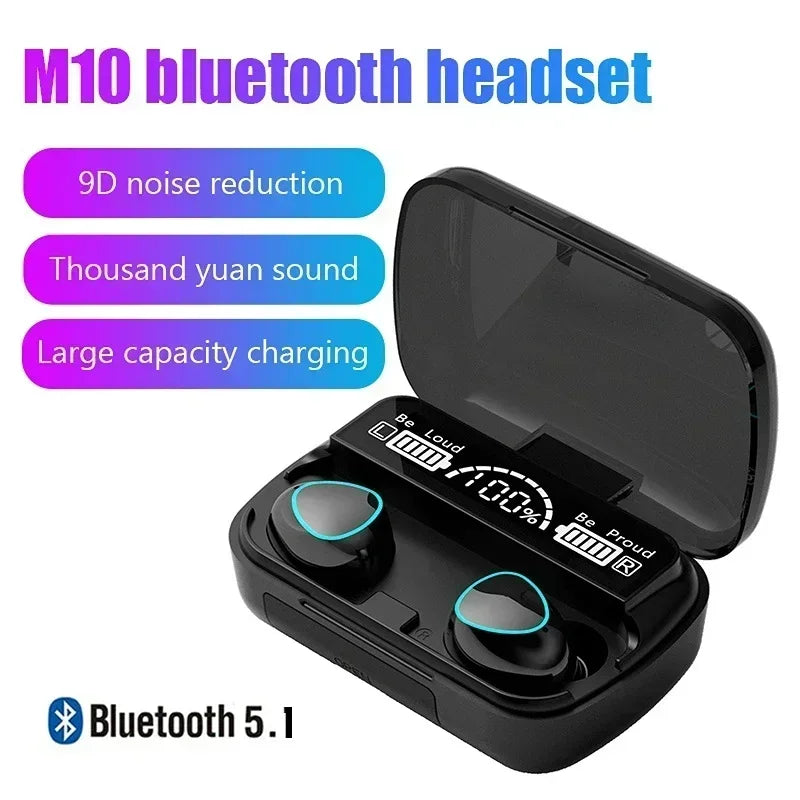 Audífonos Inalámbricos M10 TWS – Sonido Hi-Fi, Power Bank y Pantalla LED