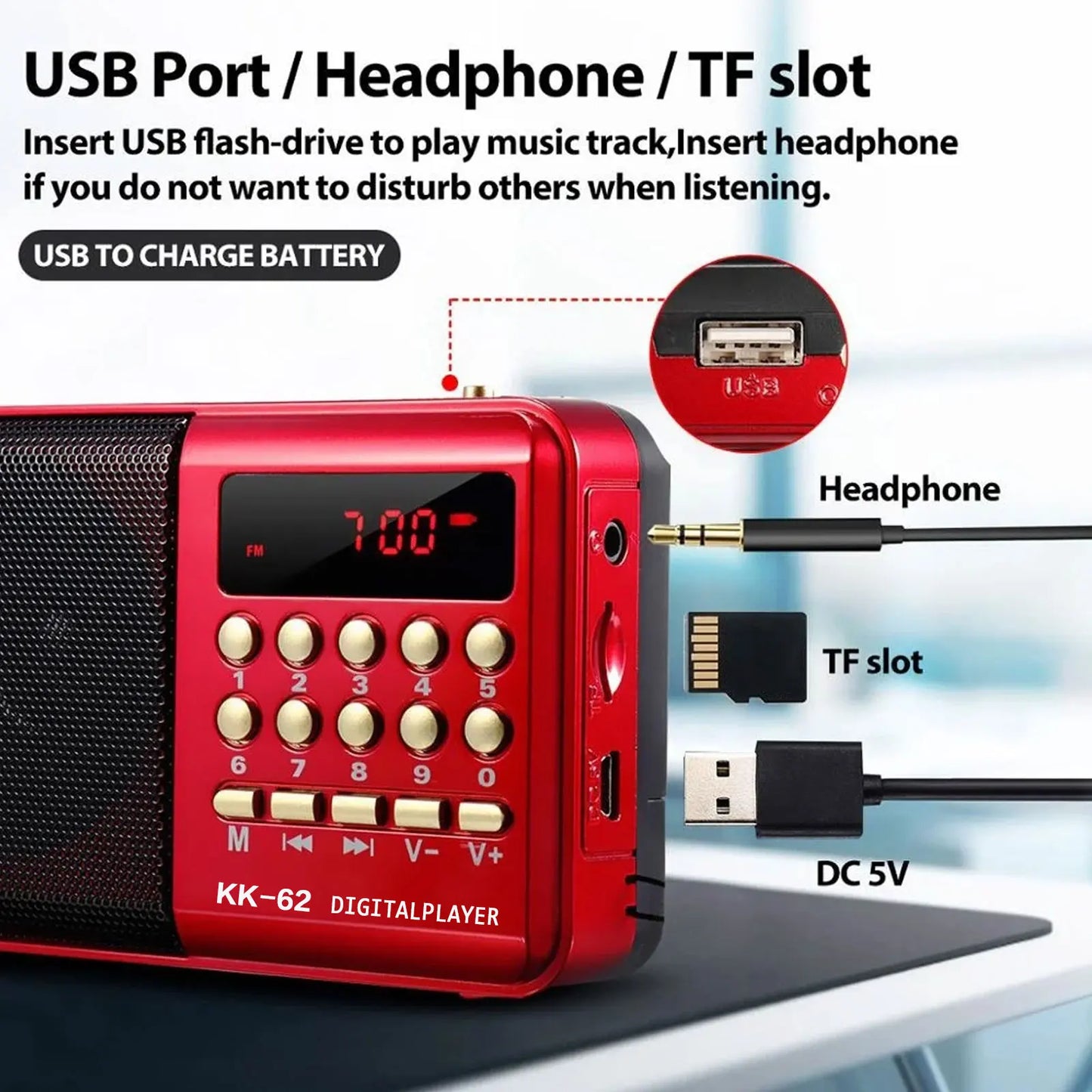 Radio Digital Portátil Hi-Fi - Sonido Potente y Batería Recargable