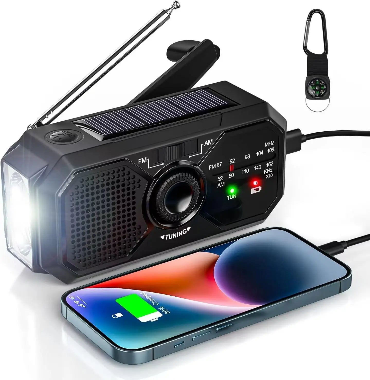 Radio de Emergencia 4 en 1 - Carga Solar y Dinamo