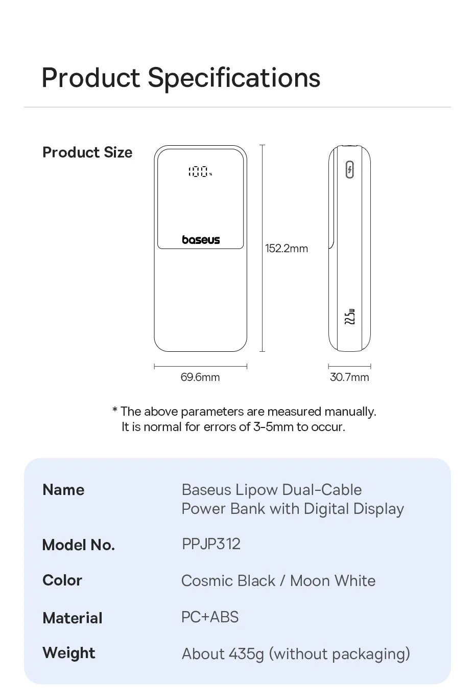 Batería Externa 20,000 mAh Carga Rápida