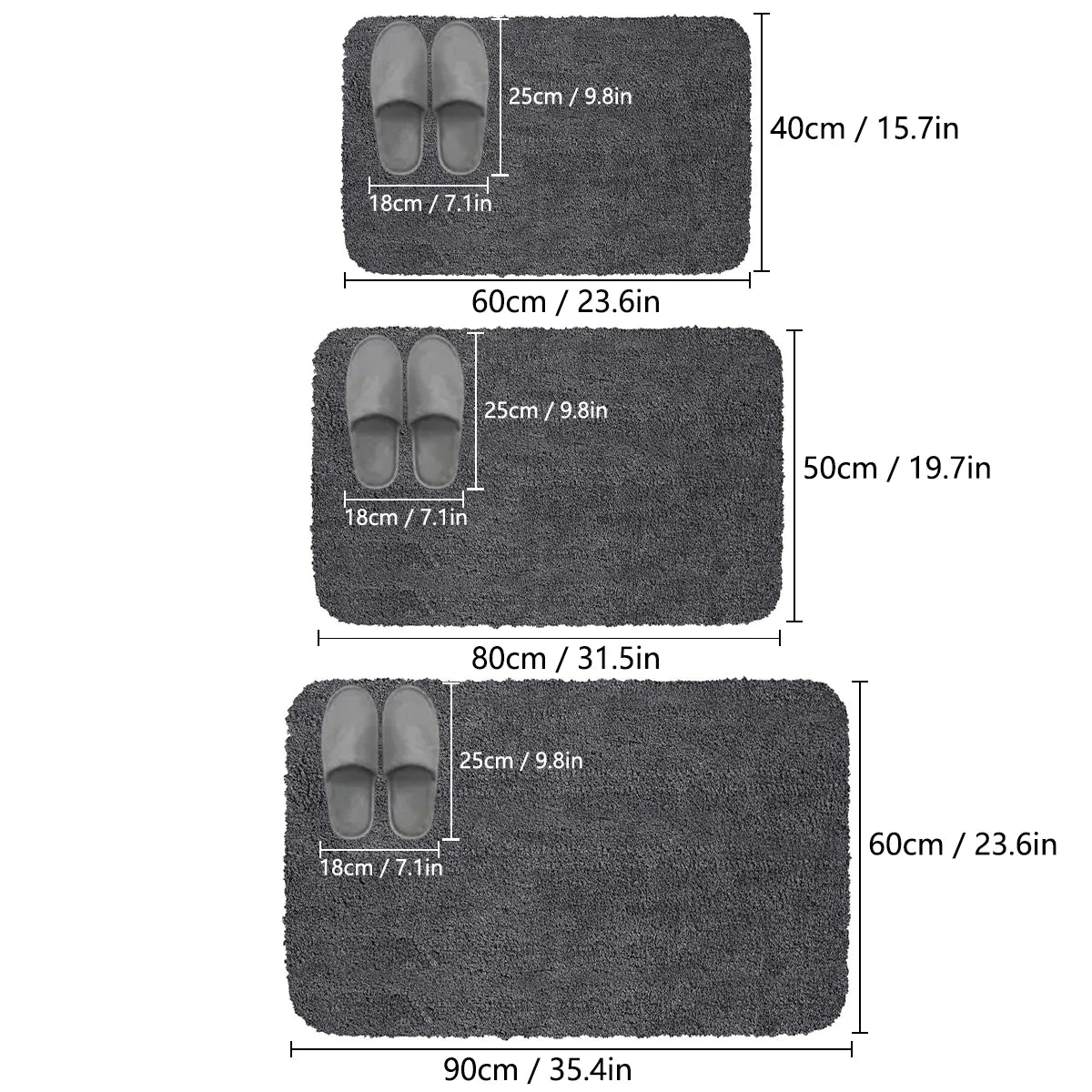 Alfombrilla de baño absorbente peluda para limpiar los pies en la ducha, inodoro o entrada