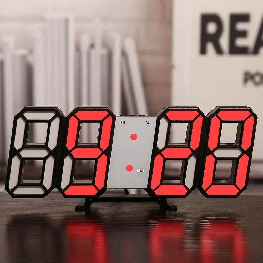 Reloj Digital 3D LED Moderno – Pantalla de Brillo Ajustable y Modo Nocturno para Recámara