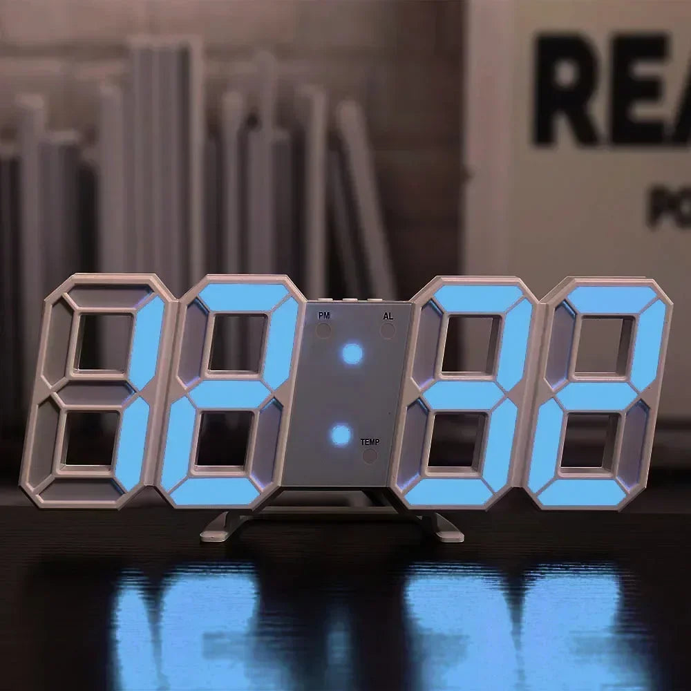 Reloj Digital 3D LED Moderno – Pantalla de Brillo Ajustable y Modo Nocturno para Recámara