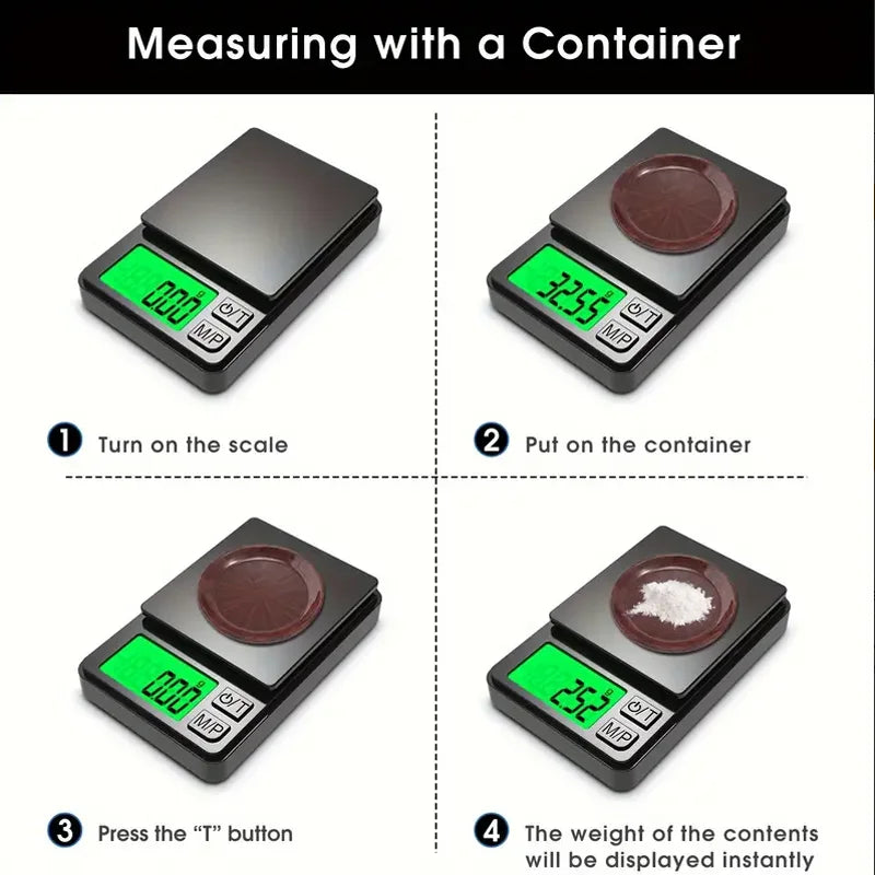 Báscula Digital de Alta Precisión (0.1g - 1000g) – Compacta y Portátil