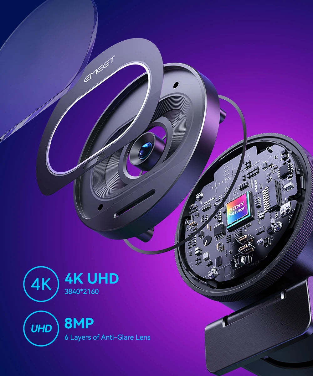Webcam 4K Ultra HD EMEET S600 – Streaming Profesional a 60FPS y Enfoque Automático