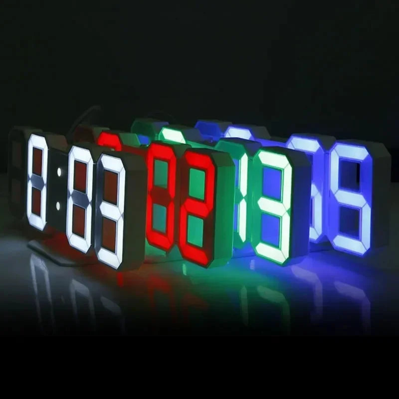 Reloj Digital 3D LED Moderno – Pantalla de Brillo Ajustable y Modo Nocturno para Recámara