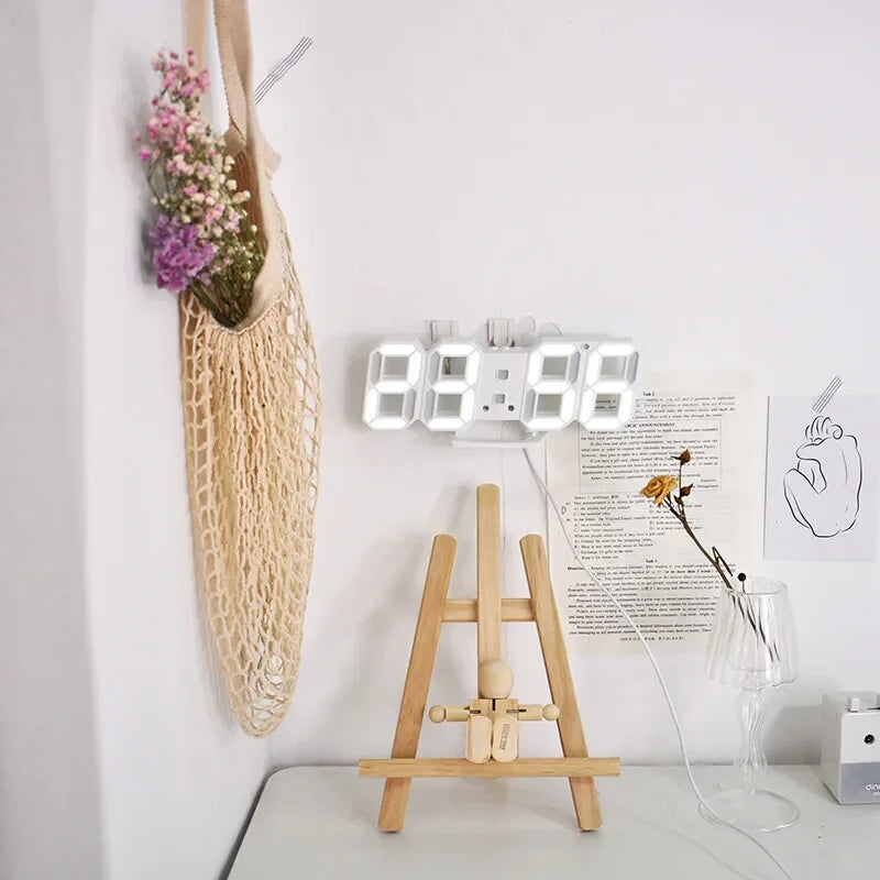 Reloj Digital 3D LED Moderno – Pantalla de Brillo Ajustable y Modo Nocturno para Recámara