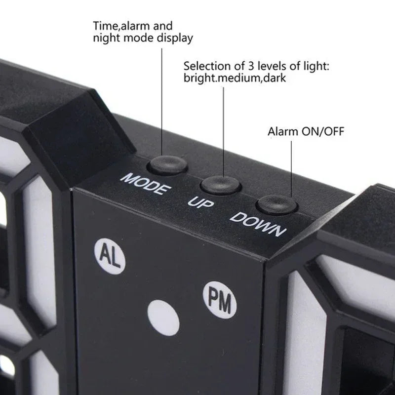 Reloj Digital 3D LED Moderno – Pantalla de Brillo Ajustable y Modo Nocturno para Recámara