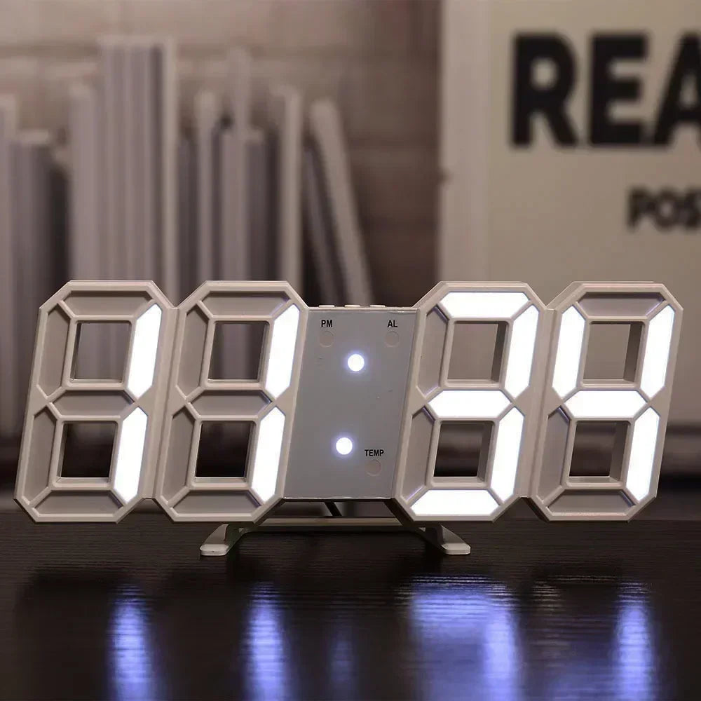 Reloj Digital 3D LED Moderno – Pantalla de Brillo Ajustable y Modo Nocturno para Recámara