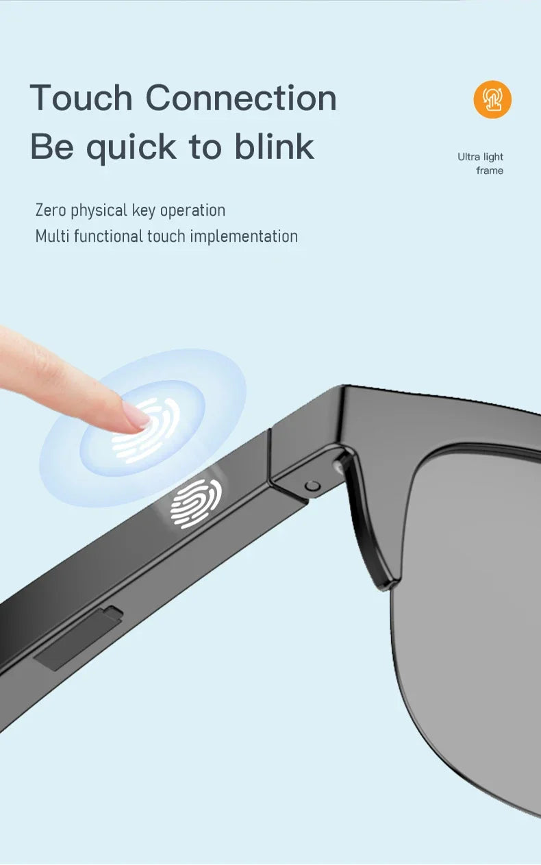 Lentes de Sol Inteligentes Audio Bluetooth V5.3 – Sonido Abierto, Llamadas y Protección UV