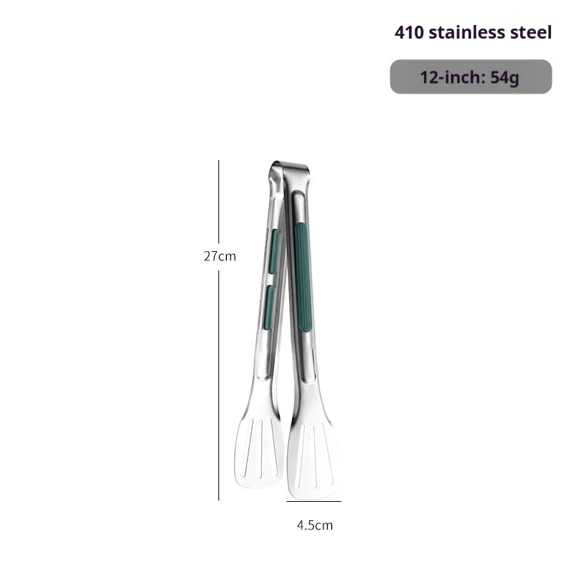 1 pinza antideslizante de acero inoxidable para alimentos, carne, ensalada, pan, barbacoa, parrilla, buffet