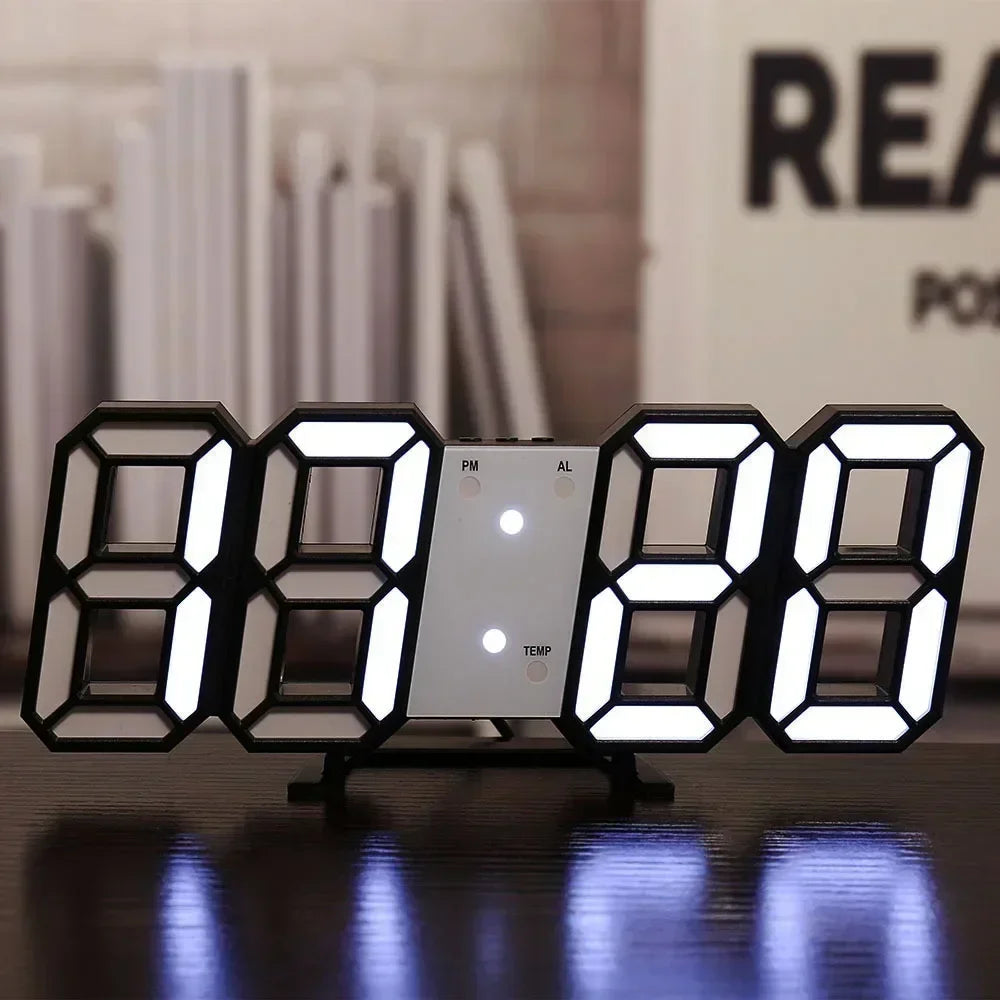 Reloj Digital 3D LED Moderno – Pantalla de Brillo Ajustable y Modo Nocturno para Recámara
