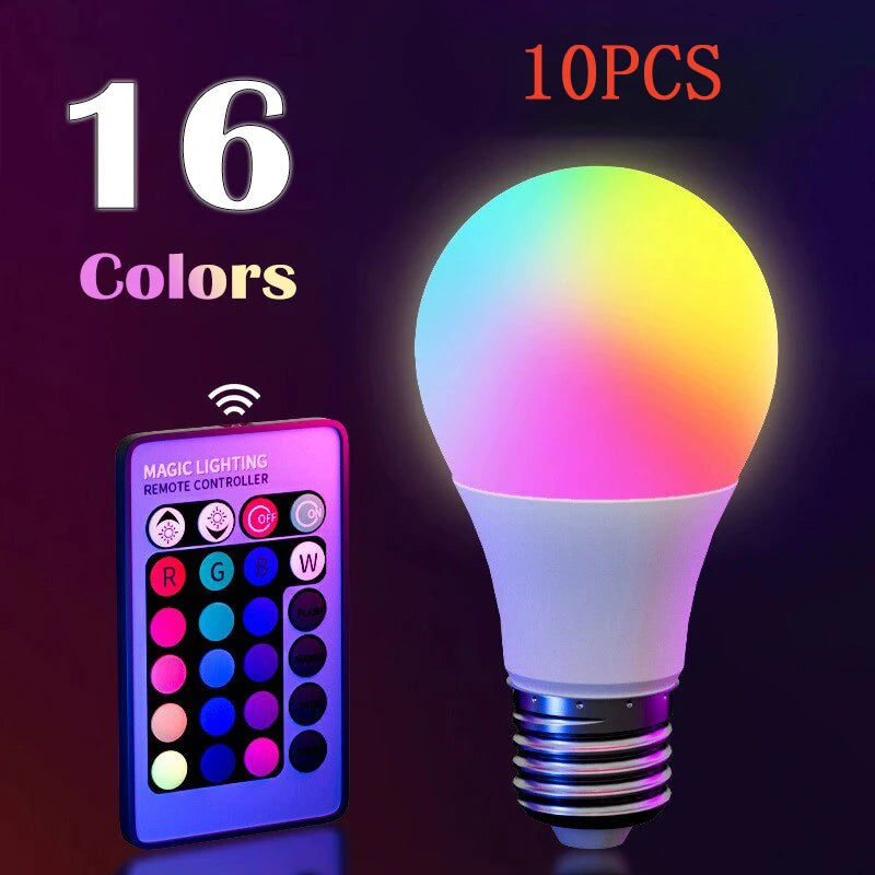 Bombilla LED RGB multicolor de 16 colores