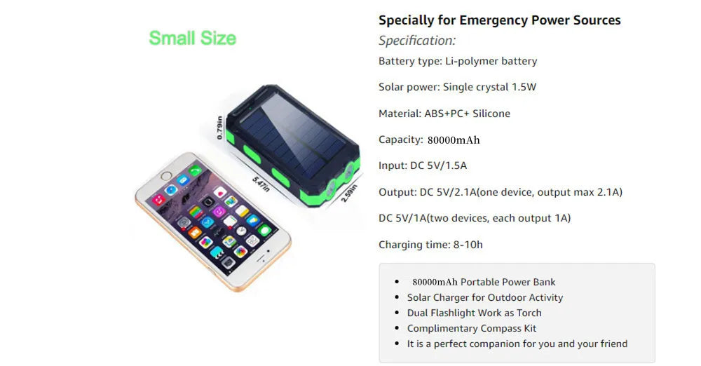 Cargador Solar 80,000 mAh - Energía Infinita Todo Terreno