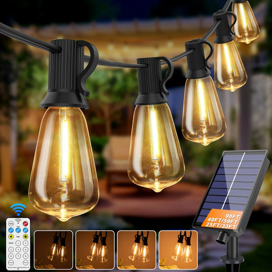 Serie de Luces Solares tipo Edison G40 – Iluminación Vintage para Exterior (Resistente al Agua)