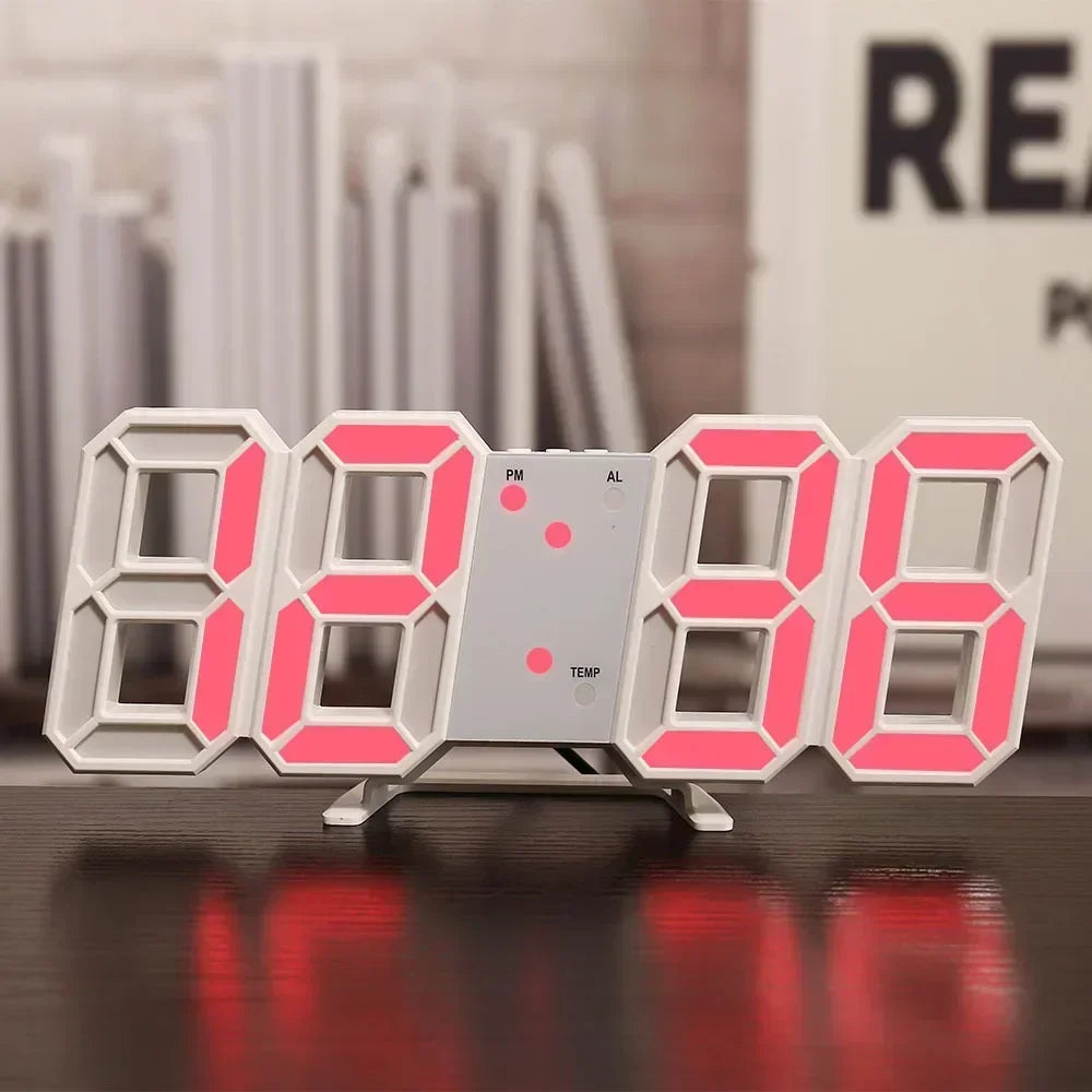 Reloj Digital 3D LED Moderno – Pantalla de Brillo Ajustable y Modo Nocturno para Recámara