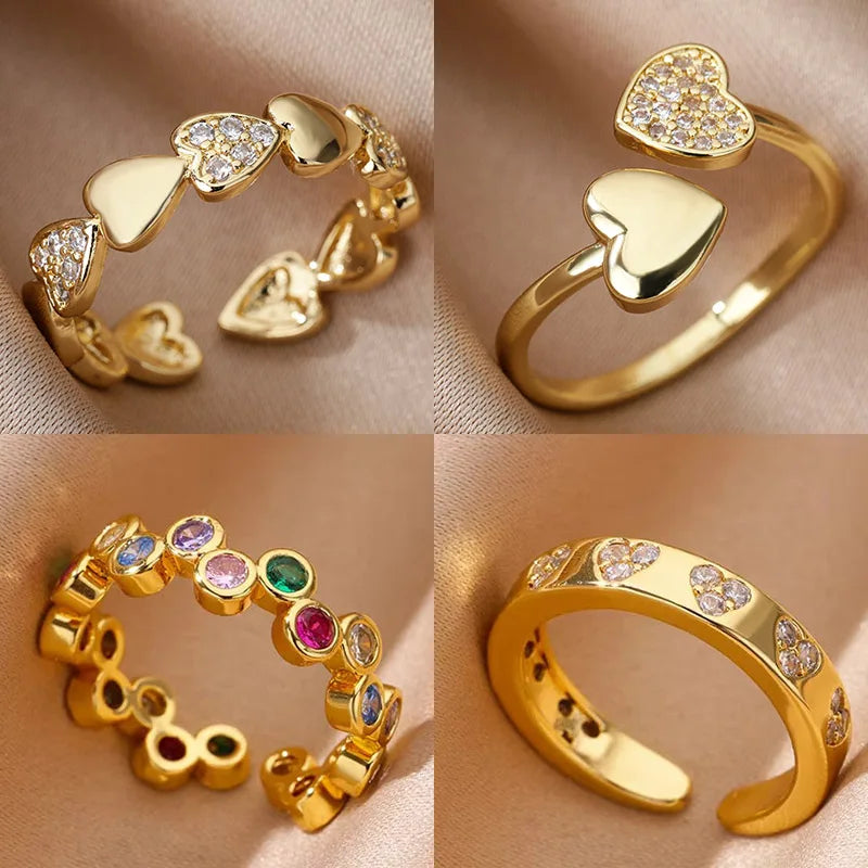 Anillos geométricos de circonita para mujer