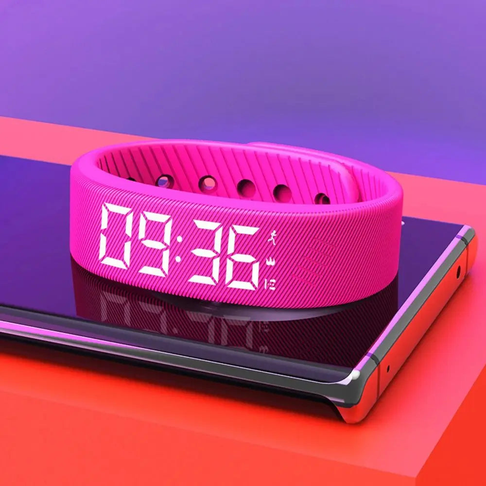 Reloj Deportivo Minimalista – Podómetro y Alarma con Vibración (Resistente al Agua)