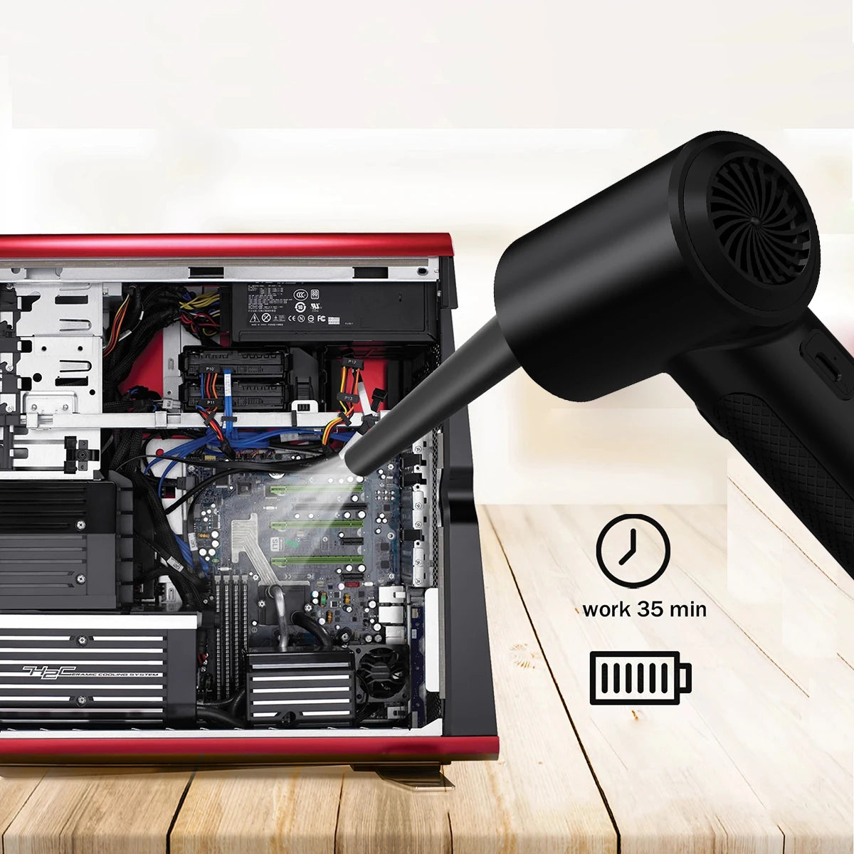 Soplador de Aire Comprimido Eléctrico – Limpiador Recargable para PC, Teclado y Auto