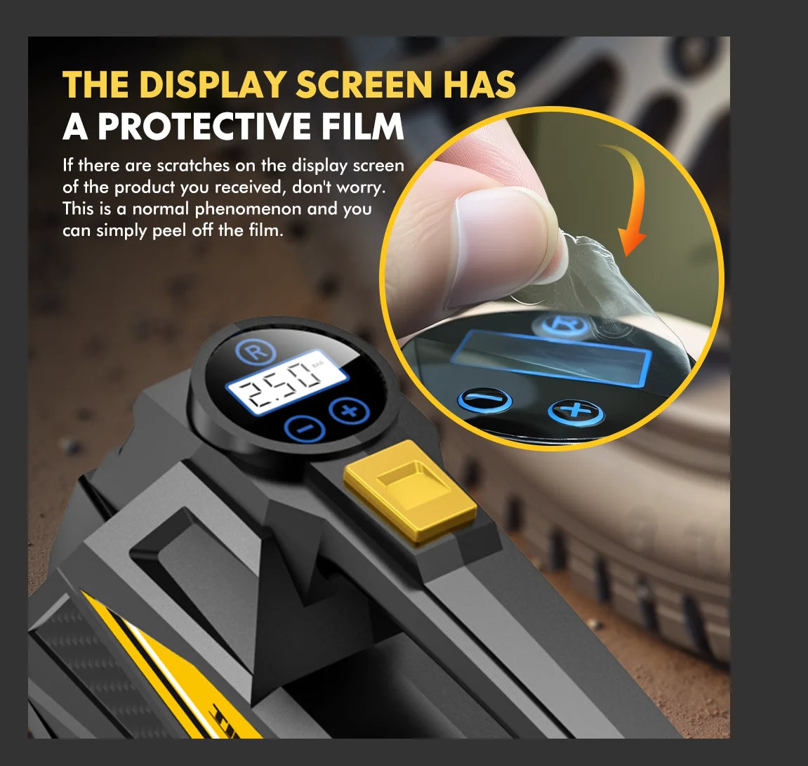 Bomba de aire portátil con cable para coche, mejorada, 12 V, 150 PSI, inflador eléctrico de neumáticos, bomba para motocicleta, bicicleta, pelota, luz LED