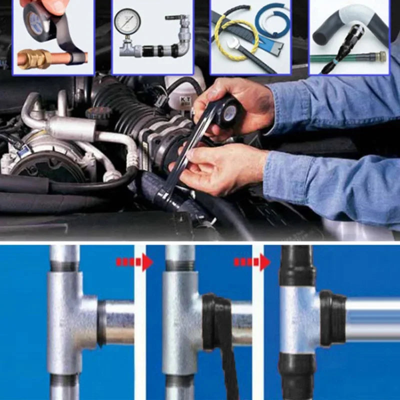 Cintas adhesivas de silicona aislantes, súper resistentes, impermeables, para sellar fugas y reparar conductos.