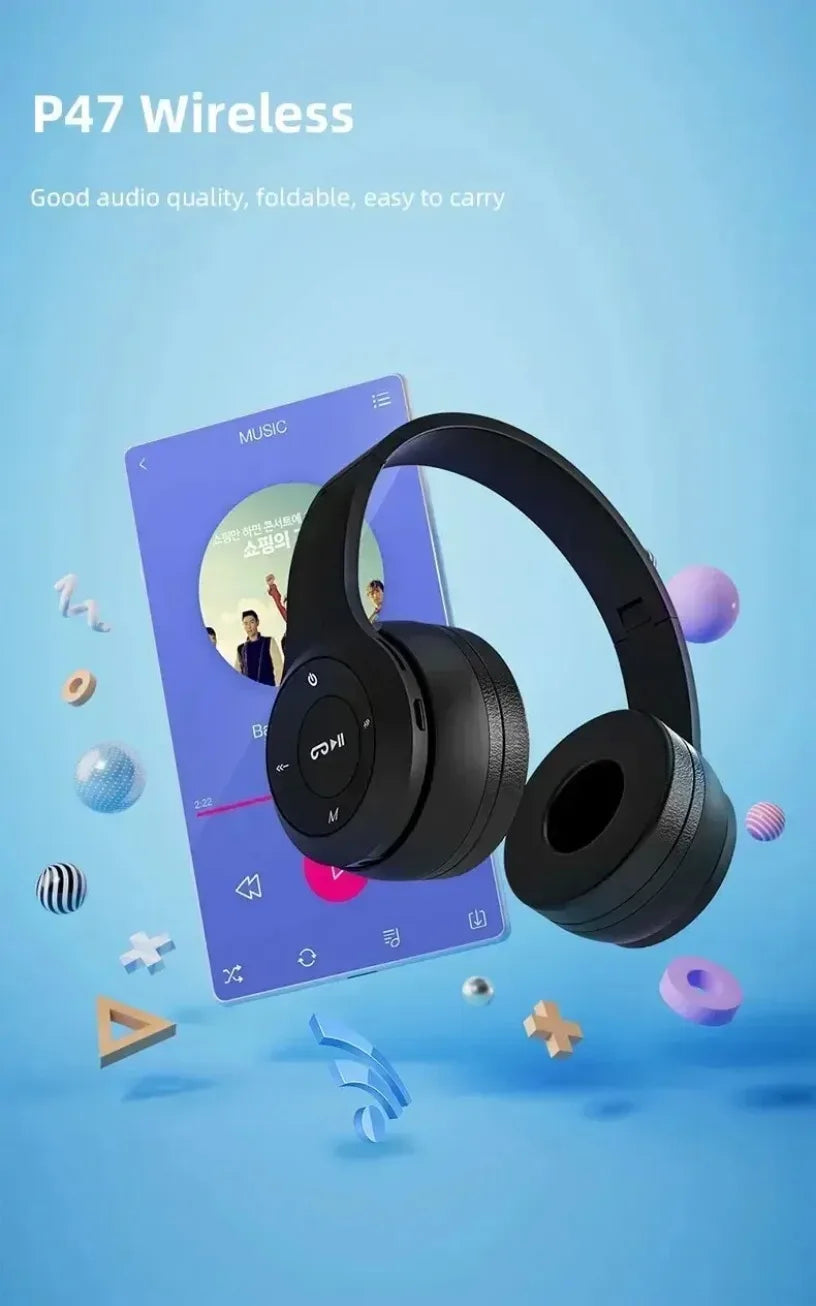 Audífonos Inalámbricos P47 – Bluetooth 5.0 con Radio FM y Ranura SD